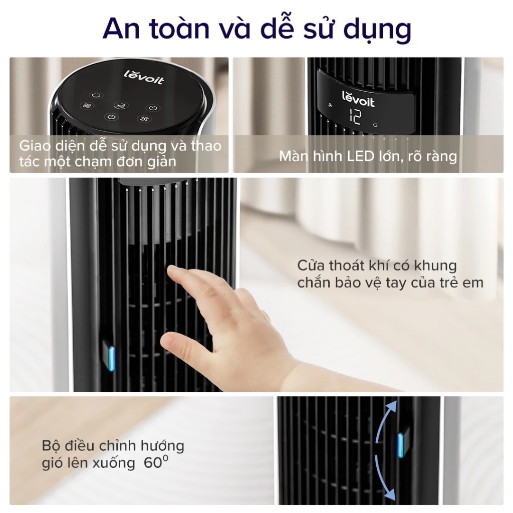 Quạt tháp điều hòa Levoit Classic Pro 42 inch an toàn dễ sử dụng