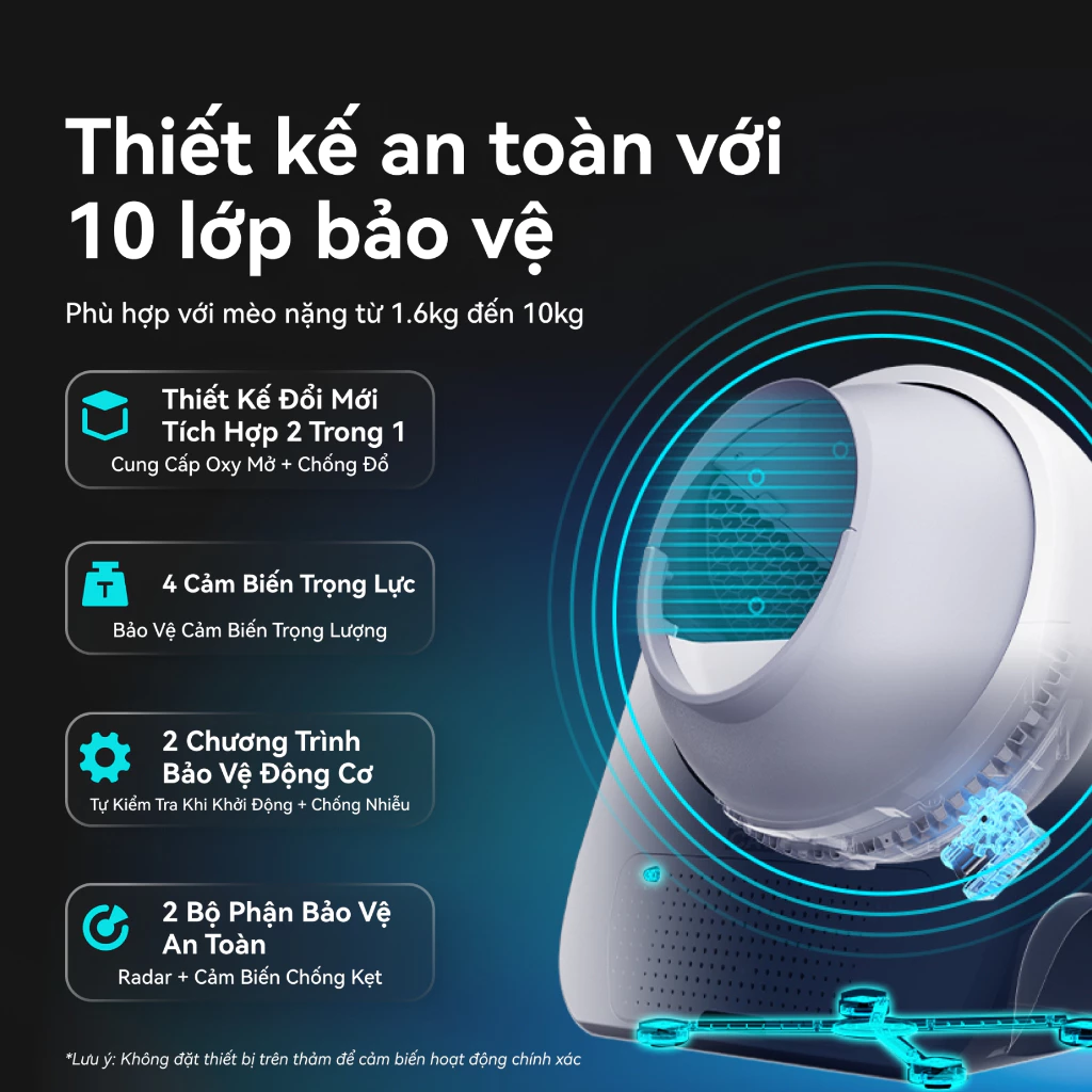 Máy dọn phân cho mèo tự động CATLINK Pro Ultra thiết kế an toàn với 10 lớp bảo vệ