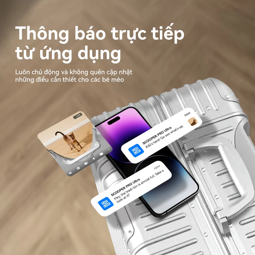 Máy dọn phân cho mèo tự động CATLINK Pro Ultra thông báo trực tuyến