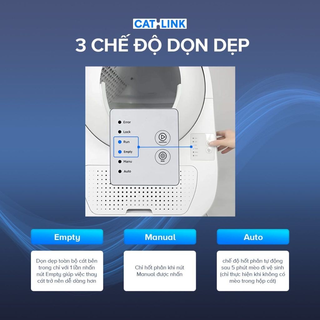 Máy Dọn Phân Cho Mèo Tự Động CATLINK Young ba chế độ dọn dẹp